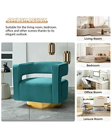 Carisa Contemporary Swivel Barrel Chair with Metal Base