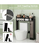 Over the Toilet Bathroom Cabinet Floor Storage Organizer with Adjustable Shelves
