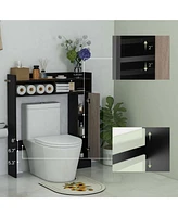 Over the Toilet Bathroom Cabinet Floor Storage Organizer with Adjustable Shelves