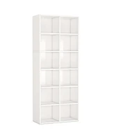 Tribesigns 71.65 Inch Tall Narrow Bookcase Bookshelf, White Modern Bookcase with 12 Cube Storage for Home Office, Vertical or Horizontal