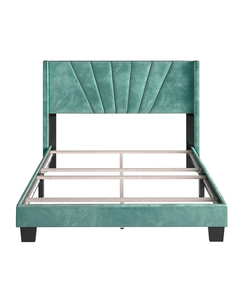 Boyd Sleep Valencia Velvet Upholstered Platform Bed Frame, Aqua King