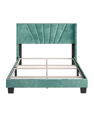 Boyd Sleep Valencia Velvet Upholstered Platform Bed Frame, Aqua King