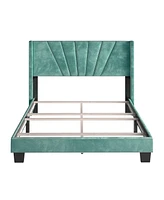 Boyd Sleep Valencia Velvet Upholstered Platform Bed Frame, Aqua King