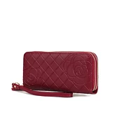 Mkf Collection Honey Genuine Material Quilted Flower-Embossed Wristlet Wallet by Mia K