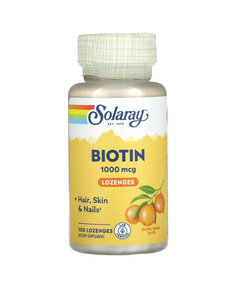 Solaray High Potency Biotin 1000 mcg | Natural Orange Juice Flavor | Healthy Hair, Skin &