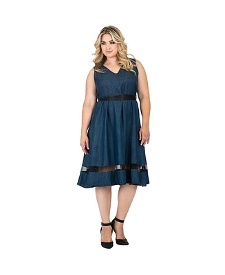 Standards & Practices Plus Sleeveless A-Line Tencel Denim Dress