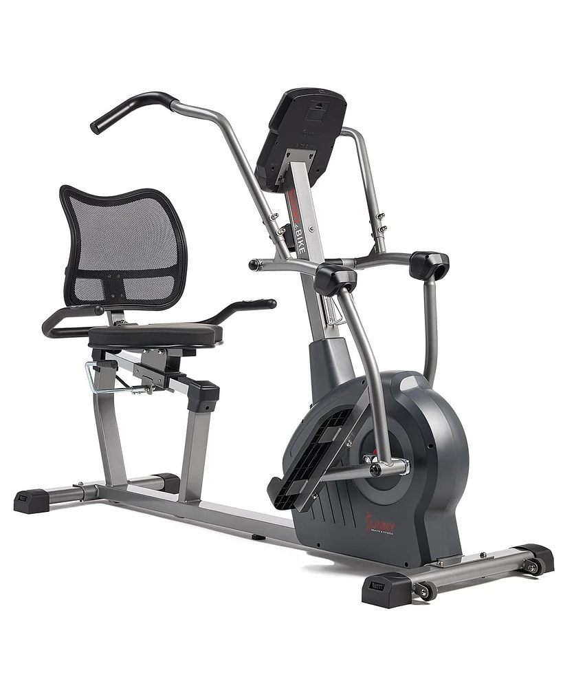 Sunny Health & Fitness Elite Recumbent Cross Trainer & Elliptical Machine with 12-Level Magnetic Resistance, Easy Adjust Seat & Exclusive SunnyFit App