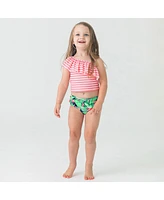 RuffleButts Baby Girls One Shoulder Ruffle Tankini