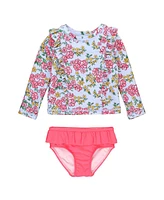 RuffleButts Baby Girls Princess Seam Ruffle Rash Guard 2-Piece