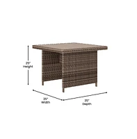 Merrick Lane Shelton Indoor/Outdoor L-Shaped Sofa/Dining Table Conversation Set With Wicker Rattan Construction And Weather-Resistant Cushions