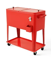 Slickblue 80 Quart Outdoor Patio Rolling Steel Construction Cooler