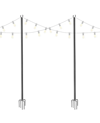 Yescom 10 Ft String Light Pole Outdoor Metal Pole Aluminum Patio Backyard Party 2 Pack