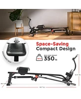 Sunny Health & Fitness Compact Full Motion Rowing Machine, Full-Body Workout, Low-Impact, Extra-Long Rail, 350 Lb Weight Capacity and Free SunnyFit Ap