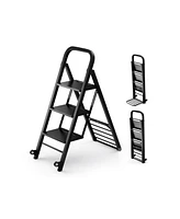 Slickblue 2 in 1 Hand Truck and Ladder Combo with Rubber Wheels and Handle