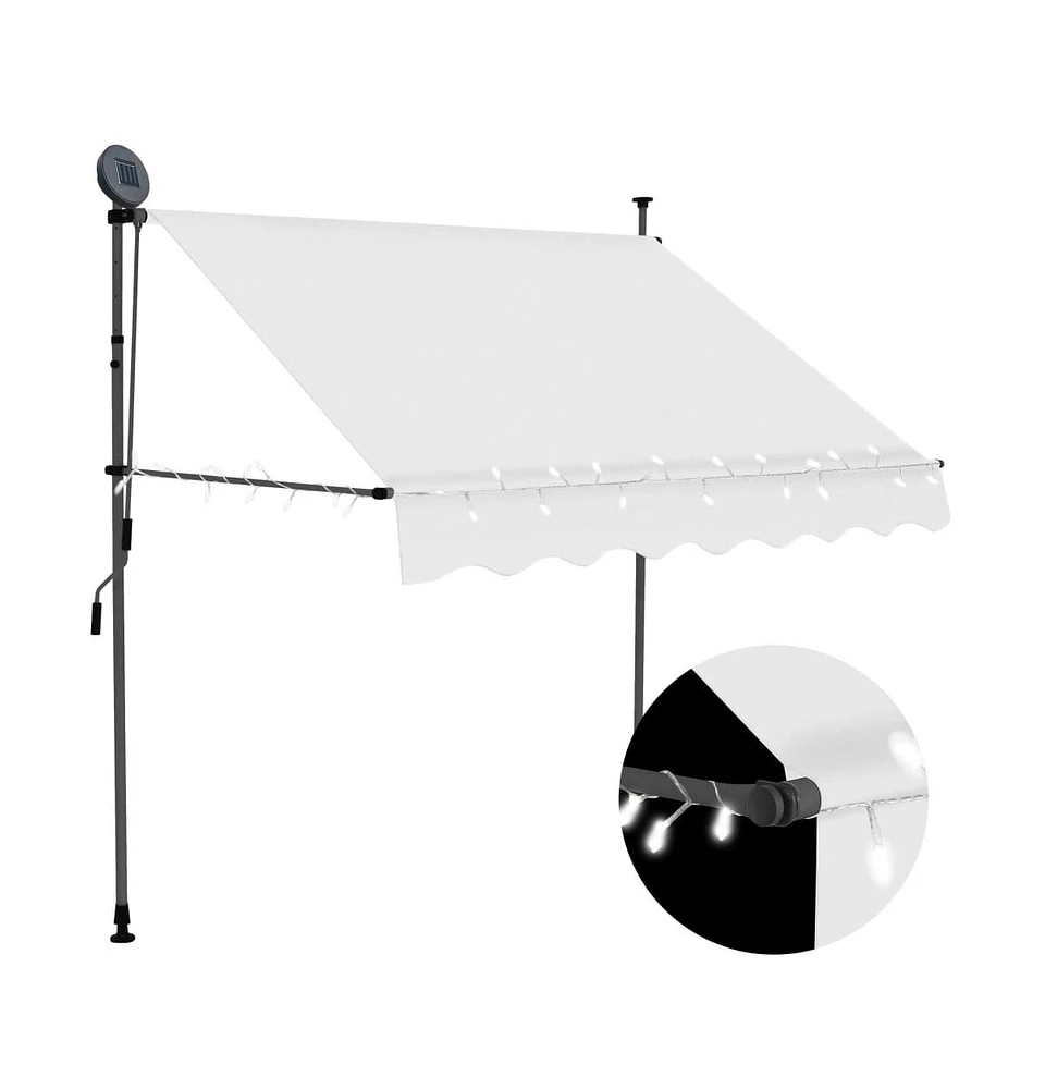 vidaXL Manual Retractable Awning with Led 59.1" Cream