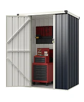 Slickblue 4x3 Ft Metal Outdoor Storage Shed with Lockable Door-Gray