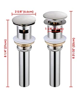 Yescom Aquaterior 2 Pack 1 5/8" Bathroom Pop Up Drain with Overflow Lavatory Vessel Basin Sink Faucet Brass Brushed Nickel