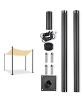 8 Ft Sun Shade Sail Pole Post Canopy Awning Deck Patio Backyard with Pole Bracket Clamp Powder Patio Outdoor 96" Black