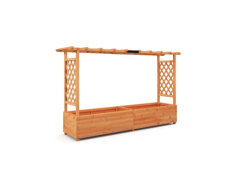 Slickblue Raised Garden Bed with Side Trellis Hanging Roof and Planter Box