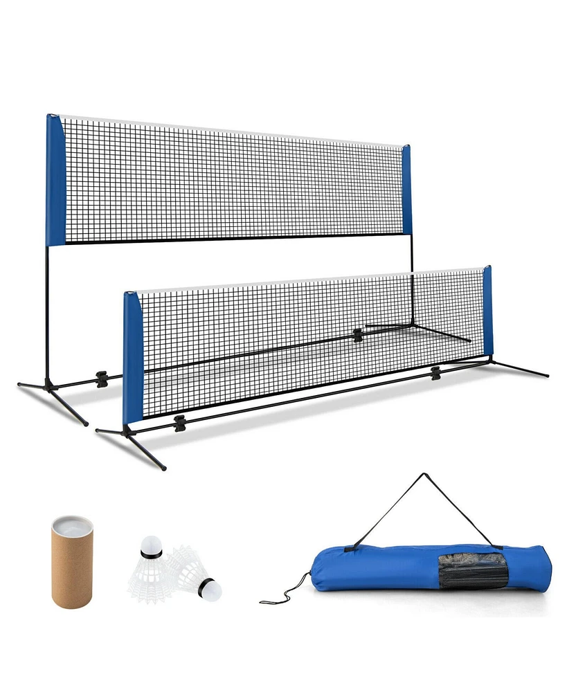 Slickblue Adjustable Badminton Net Stand with Portable Carry Bag