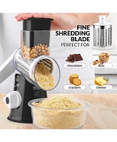 Zulay Kitchen Cheese Grater Hand Crank with 3 Drums