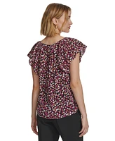 Calvin Klein Women's Printed Short-Sleeve Blouse