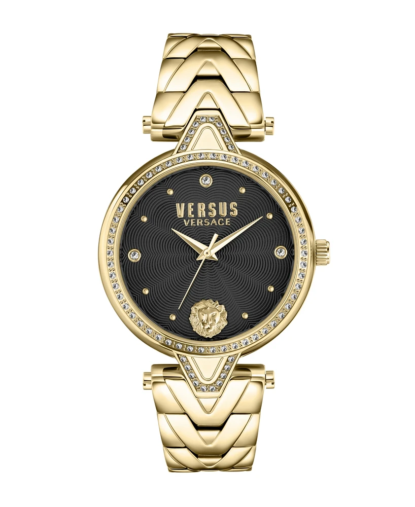 Versus Versace Women's V Versus Crystal Ip Yellow Gold Stainless Steel Watch 34MM