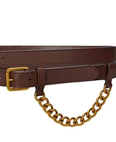 Lauren Ralph Women's Double-Wrap Chain-Embellished Wide Leather Belt