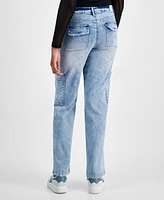 Dollhouse Juniors' Mid-Rise Wide-Leg Cargo Jeans