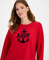 Nautica Jeans Women's Ahoy Anchor Crewneck Sweater