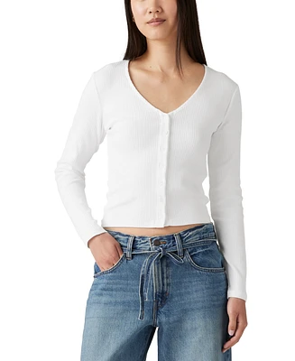 Levi's Women's Muse Ribbed Long-Sleeve Button-Up Top