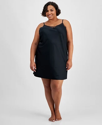 I.n.c. International Concepts Plus Lace-Trim Satin Chemise, Created for Macy's