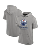 Fanatics Men's Gray Edmonton Oilers 2024 Stanley Cup Final Authentic Pro Fleece Short Sleeve Pullover Hoodie