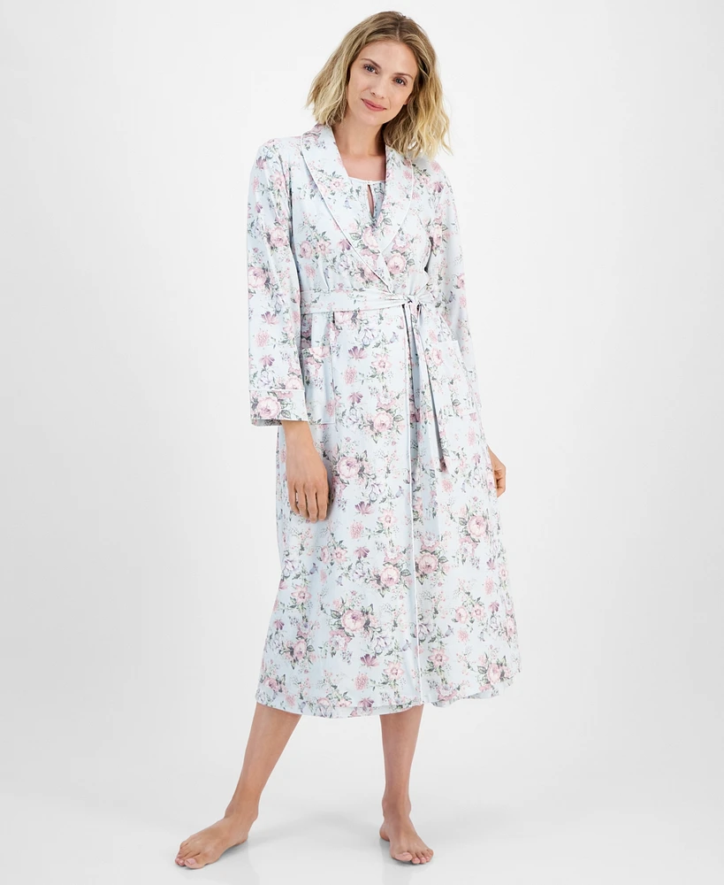 Charter Club Women's Cotton Floral Flutter-Sleeve Keyhole Nightgown, Created for Macy's