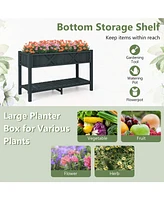 Slickblue Poly Wood Elevated Planter Box with Legs Storage Shelf Drainage Holes