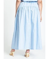 Eloquii Plus Size Striped Poplin Skirt With Yoke