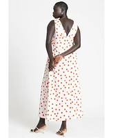 Eloquii Plus Polka Dot Shirred Maxi Dress