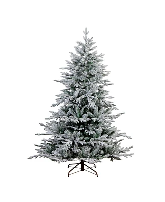 Nearly Natural 6ft. Pre-Lit Artificial Fraser Fir Flocked Christmas Tree with Instant Connect Technology and 280 Warm White Led Lights