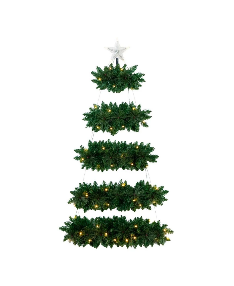 Nearly Natural 5ft. Artificial Wall Hanging Christmas Tree with 50 Warm White Led Lights