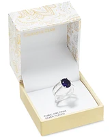 Charter Club Silver-Tone Cubic Zirconia & Crystal Oval Double Band Ring, Created for Macy's