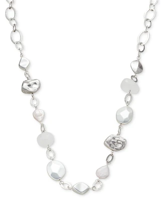 Style & Co Silver-Tone Mixed Bead Strand Necklace, 38" + 3" extender, Created for Macy's