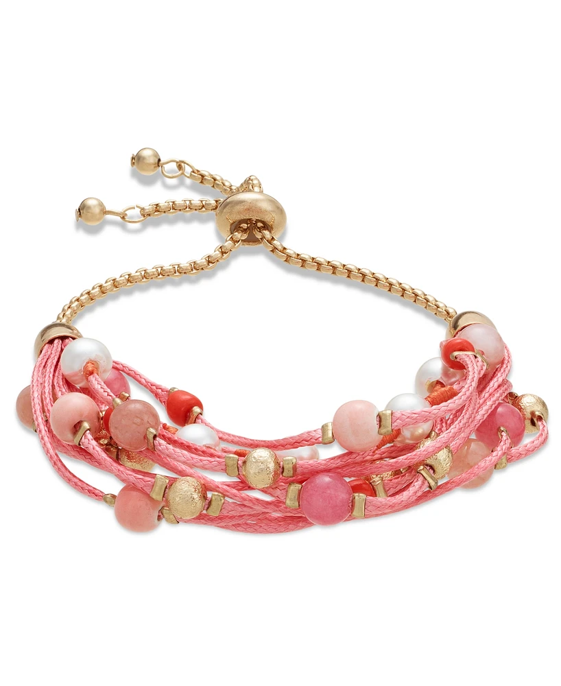 Style & Co Gold-Toned Mixed Bead Multi-Cord Slider Bracelet, Created for Macy's