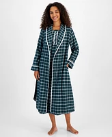 Charter Club Women's Long-Sleeve Plaid Flannel Gown, Created for Macy's