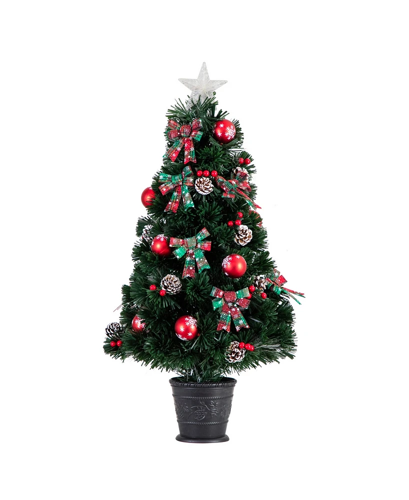 Nearly Natural 36in. Pre-Lit Fiber Optic Cosmopolitan Star Topped Artificial Christmas Tree with Decorative Planter