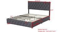 Streamdale Furniture Full Size Upholstered Platform Bed Frame with 4 Storage Drawers, Adjustable Linen Headboard, Wooden Slats Support, No Box Spring