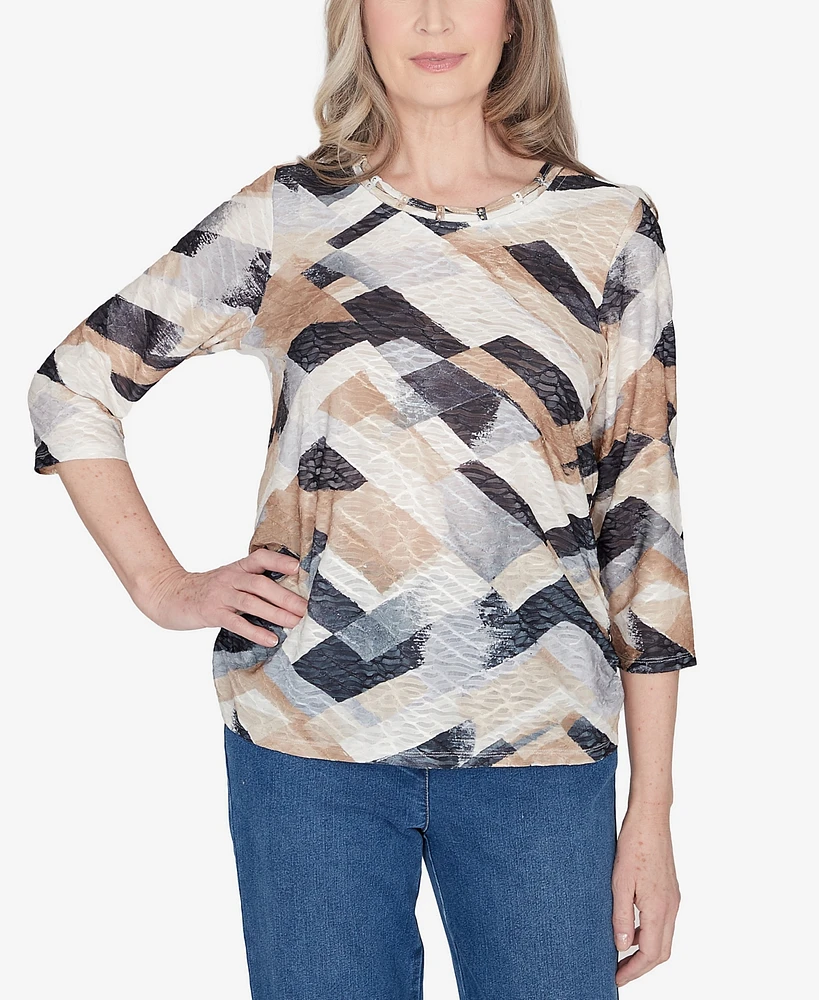 Alfred Dunner Classic Abstract Chevron Top