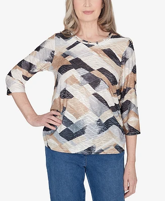 Alfred Dunner Classic Abstract Chevron Top