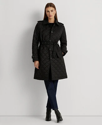 Lauren Ralph Women's Belted Velboa-Lined Quilted Trench Coat