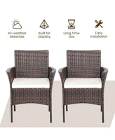 2 Pieces Outdoor Pe Rattan Armchairs with Removable Cushions