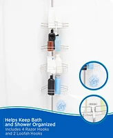 Kenney 4-Tier Spring Tension Shower Corner Pole Caddy with Razor Holder